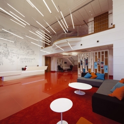 Great Interior Design and giant Illustrations in the new Virgin Atlantic Office by Checkland Kindleysides.