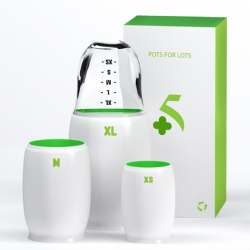+5, POTS FOR LOTS, a concept developed based on the need of water waste prevention, the idea of the object is based on combining elements taken from different disciplines. By Vasily KasSab.