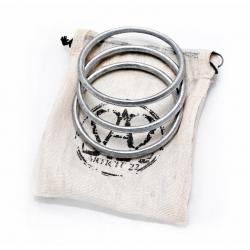 Article 22's Peace Bomb Bracelets are made of the scrap metal from bombs dropped on Laos during the Vietnam War. Beautiful and safe to wear, these pieces tell a story of war and peace. Available to purchase via SMS thru Subports.