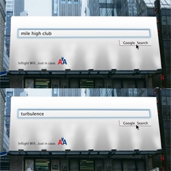 AA Ads - "in flight wifi, just in case" Extremely fun ads, most likely mock ups seeing as they are from a school, from Miami Ad School out of Miami Beach and art director Vanessa Castañeda.
