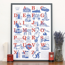 An A to Z of London, brand new screen print by Laura Seaby. 
