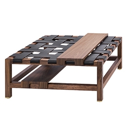 Daniel Heer's Keil Table & Tray - nice use of wood/leather