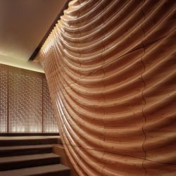 The interior of the Ahmanson Founders Room at The Music Center in Los Angeles was designed by Belzberg Architects.