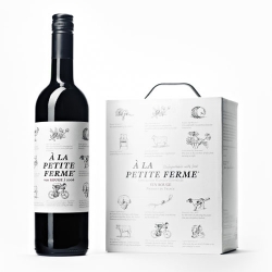 Beautiful black and white illustrations by Designer's Journey offer the unpretentious "every day feeling" of a simple life in the countryside for the French wine- A la Petite Ferme.