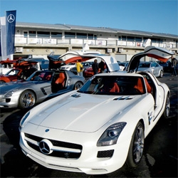Breathtaking ~ a close up look at the Mercedes AMG Driving Academy: Laguna Seca ~ practically on the water in Monterey ~ how can anyone resist driving these beauties on the track ~ and see the carbon fiber drive shaft up close too!