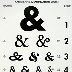 The Ampersand ID Chart, a brand new Letterpress print from Douglas Wilson! Based on the Snellen eye chart, this three colour print has been designed to keep your typographic eye keen on the details of everyone's favorite conjunction.