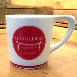 Handlebar Coffee Roasters in Santa Barbara have great coffee, an adorable cafe, and lovely custom mugs by Not Neutral out of LA.