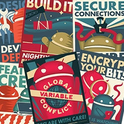 Android Foundry Progress Print Set 2 now available! (Set 1 is pretty amazing too!) Set 2 = 'Encrypt Your Bits', 'Build It!', 'Secure Connections' and 'Global Variable Conflict'