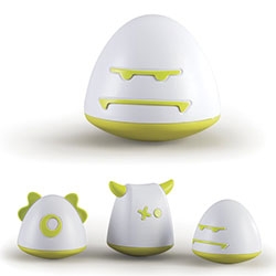 Hoppop Baby's Rambla ~ a trio of adorable little waterproof creatures that can't fall over and have different sounds (sand, bells, balls)