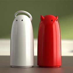I like these angel and demon salt and pepper shakers from Russian designer Yar Rassadin for Koziol