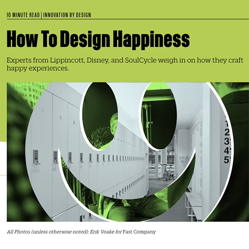 "How To Design Happiness: Experts from Lippincott, Disney, and SoulCycle weigh in on how they craft happy experiences." by Mark Wilson in Fast Co Design