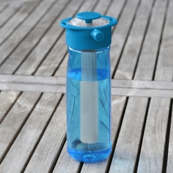 Aquabot makes your water bottle spray 25 feet and has shower, stream and mist spray patterns. It fits on Nalgene and Camelbak bottles. Use it for drinking, cleaning, water fights and cooling off. 