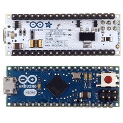 The Arduino Micro is their new smallest microcontroller board. 