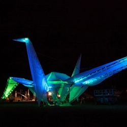 Crimson Collective's inaugural project, ASCENSION, a 45ft. tall crane with a 150ft. wingspan is an extension of Japanese legend and is a part of this year's Coachella Music and Arts Festival.