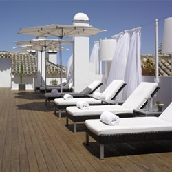 The rooftop terrace of the sophisticated and elegant hotel Las Casas del Rey de Baeza in Seville provides a welcome sanctuary for the oppressive heat of this city....