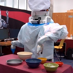 Students at MIT have been teaching one of Willow Garage's PR2 robots how to bake cookies from scratch. It's a little heavy handed with the spatula, but the videos of it in action are nevertheless fascinating to watch!