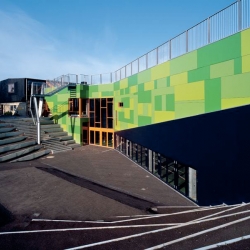 Danish architects Cebra has designed a very nice extension to the Bakkegaards School in Gentofte just north of Copenhagen.