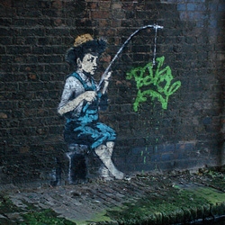 Banksy whips out some new paint in Camden town. Check out the photos by "Curley" and "Mammal" and the exact Google Map location on World Famous Design Junkies.