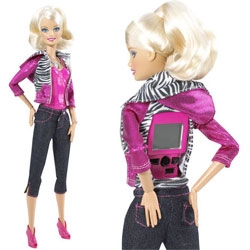 Barbie... now with a camera in her chest, controls and screen in her back... usb connection in the back... and comes with video editing software