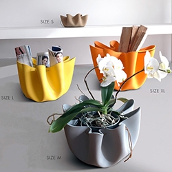 TÊTE DE BOIS Shell Collection Rubber Baskets-Vases made of Eva Rubber and handmade in Italy.