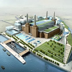 The iconic Battersea Powerstation and the area around it (think, Pink Floyd Animals album cover) is being redesigned to be an energy efficient  residential and commercial area.