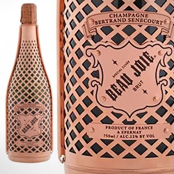 Beau Joie comes in a bottle sheathed in a shiny suit of copper armor. It’s alcohol accessorized. Both the copper and glass beneath are made from recycled materials, and untreated, the copper will also patina and turn colors over time. 