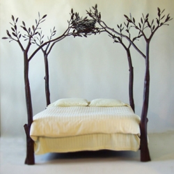 There is a fairytale aspect to Shawn Lovell's bed. Although I'm not sure I would want a bird nest directly above me while I sleep...