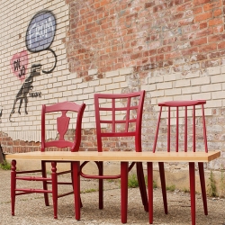 Bastard chairs are a dime a dozen and we tend to cast them off into purgatory all too often. 31 & Change's Greene Ave. collection rescues orphan chairs and upcycles them into a one-of-a-kind bench for your entrance way, dining table or backyard patio. 