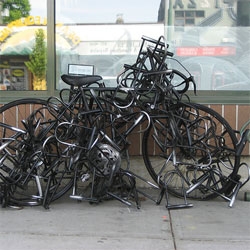 How many locks before your bike is secure? Fun image of bike lock art by random dude.