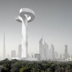 francois blanciak architects' proposal for the thyssenkrupp elevator award to develop an iconic tall emblem structure for zaabeel park in dubai