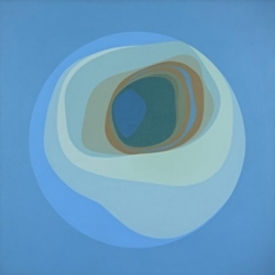Helen Lundeberg’s 1965 Blue Planet in 'Pacific Standard Time: Crosscurrents in L.A. Paintings and Sculpture 1950–1970' at the Getty Center.