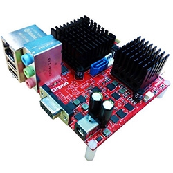 GizmoSphere and AMD's Gizmo Board -- a four-inch square with a dual-core 1GHz G-T40E, x86 CPU and Radeon 6250 GPU, with 1GB of soldered on RAM.