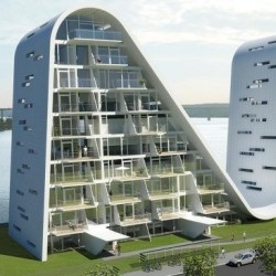 A housing development in Denmark with unique modern architecture.