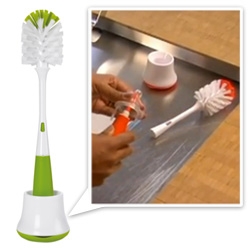 OXO goes kids! Their bottle brush even has a nipple cleaner as well as an easy to wash, drainable stand