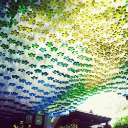 Parking Canopy: Plastic Bottles Partially Filled with Colored Water
