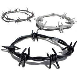 American Gulag is a series of bracelets and necklaces made of tough and durable rubber and stainless steel that simulate barbed wire. Symbolizes our government's barbaric dogma...