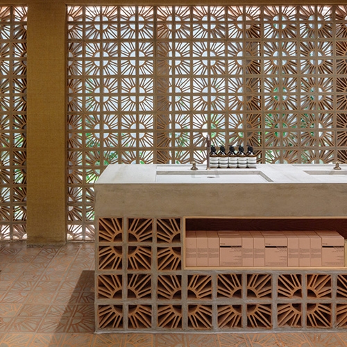 Cobogo Bricks! Worked into the walls, shelves and floors at the new Aesop Sao Paulo store by the Capana brothers.