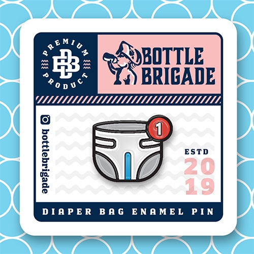 Bottle Brigade Diaper Notification Enamel Pin... they perfectly capture our current new parent mindset! Blue Line vs Yellow Line...