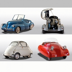 They are called Bubblecars and are been invented in the years '4o', '50 in Italy and Europe. Incredible anticipations of nowadays microcars.