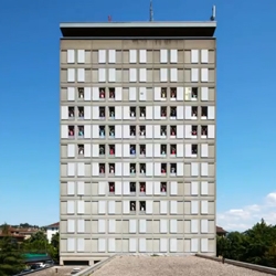 HESAV Anime by NOTsoNOISY Guillaume Reymond and Trivial Mass Production, a stop motion film of people opening, closing, and shaking the windows of a building facade. The result looks programmed, but is human powered. 