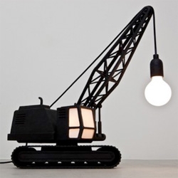 Artists Studio Job will exhibit lamps suspended from bronze models of a crane and a wrecking ball at the Carpenters Workshop