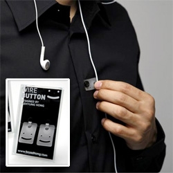 The Wire Button ~ by Jaehyung Hong holds your headphones in place by attaching to your shirt button!