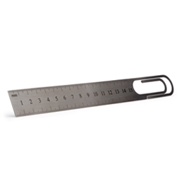 ClipTip is a stainless steel ruler with a paperclip tip
handy for displaying notes and reminders.

