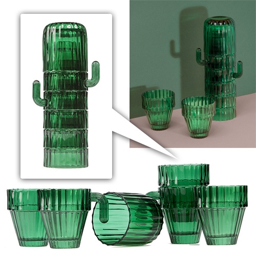 DOIY Saguaro Glasses are fun stackable cactus glasses. Made of glass.