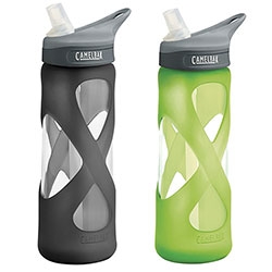 Camelbak Eddy Glass Water Bottles with grip-able silicone sleeve