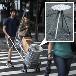 Studio Swine's Can City - A portable device that can turn aluminum cans, etc into other objects (i.e. stools) right in the street! 