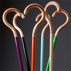 OMHU Canes ~ on more woody objects lovingly dipped/painted in vibrant colours...