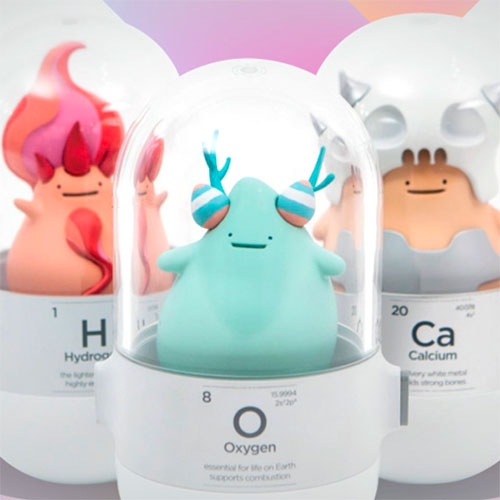 Element Capsule by Ko Hyunseon, Shin Daji. Interactive toys teaching the basics of chemistry through capsule toys and AR.
