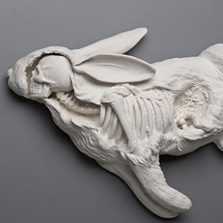 Powerful porcelain sculpture on the subject of art in the age of climate change.