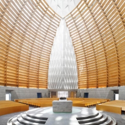 SOM Architects recently completed construction on their incredible Oakland Cathedral! The stunning structure makes beautiful use of glass, fly ash concrete, and fsc-certified wood, but  most impressive is the incredible use of natural light.